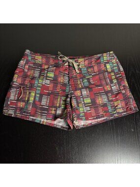 PATAGONIA Womens M Wavefarer Low Rise Board Shorts Multi Geometric Print